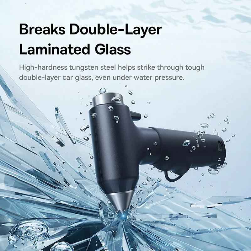 Baseus GoTrip DT2 Car Safety Hammer 2 in 1 Window Breaker Seat Belt Cutter Tungsten Steel Tip Emergency Escape Rescue Tool