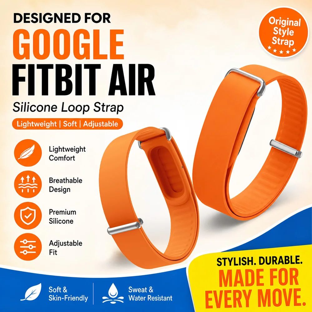 Silicone Watch Strap for Google Fitbit Air Light Sweatproof Silicone Replacement Band with Sliding Buckle for Google Fitbit Air