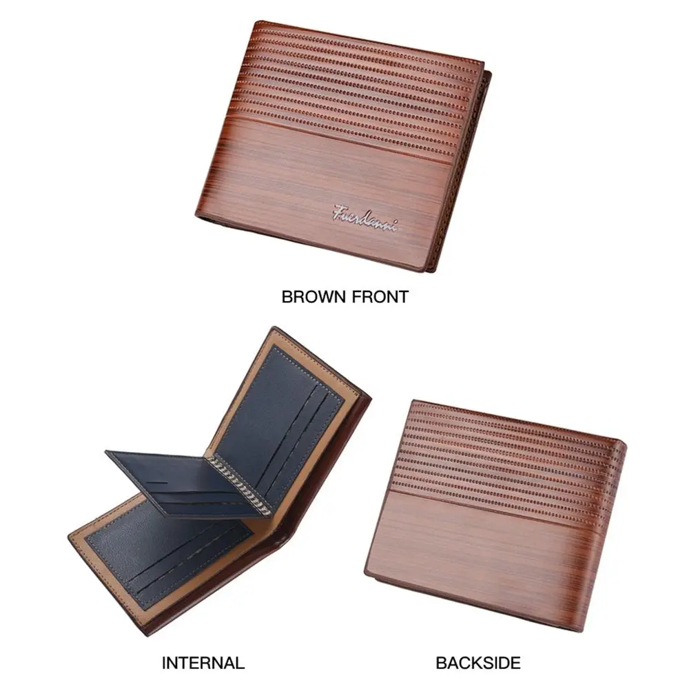 Cartera corta clásica de alta calidad para hombre, tarjetero de negocios de cuero Pu, billeteras plegables informales de Color sólido para hombre en efectivo