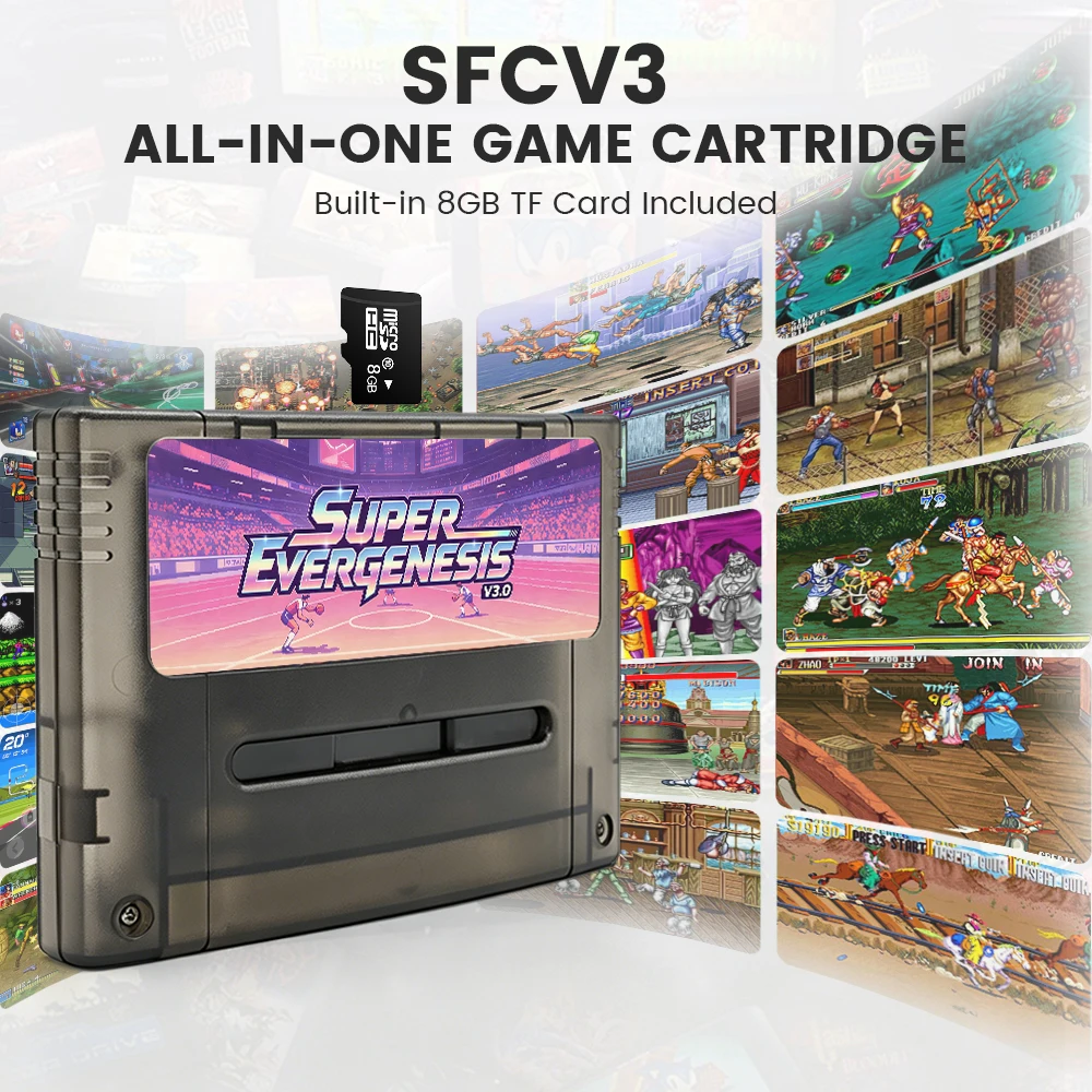 3000 IN 1 SFC REV.3.1 Game Card With 8GB TF Card Supports DSP1/2/3/4 Chips FlashCard For Super Famicom US SNES Game Console