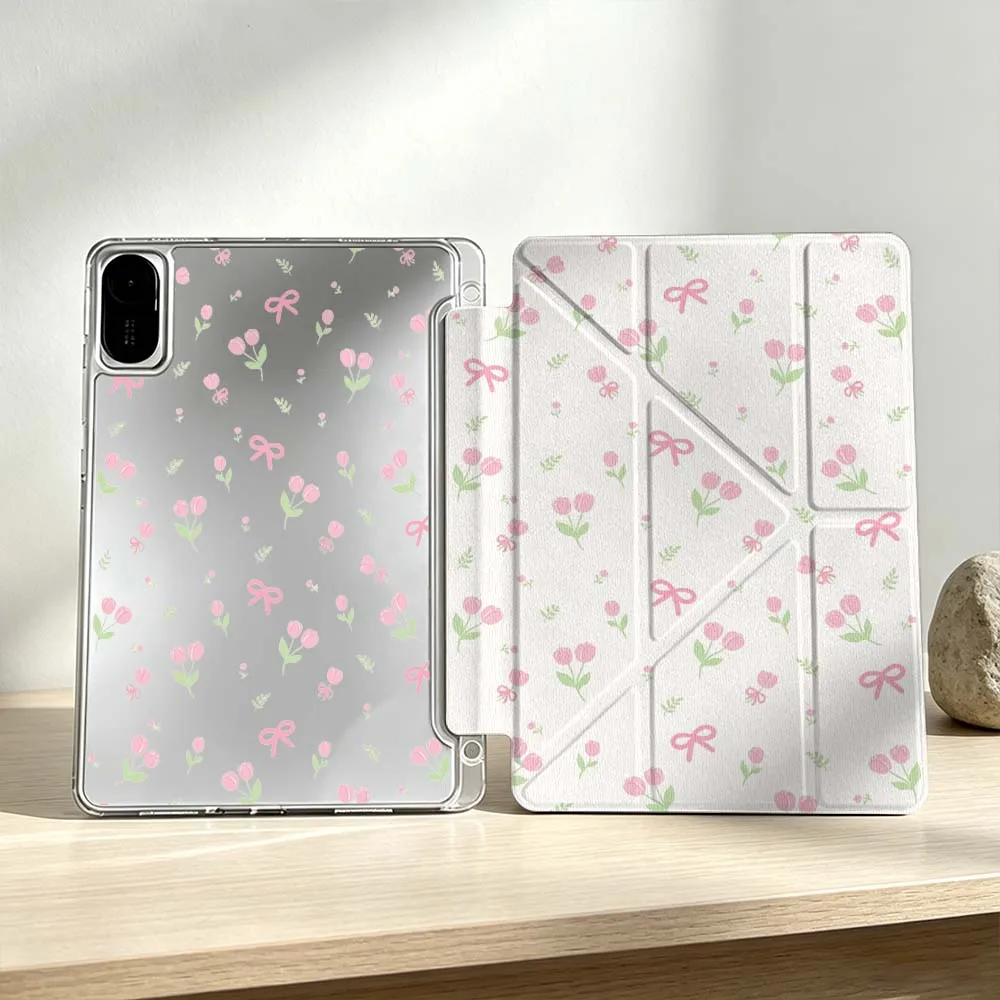 

Pink Flower Bow Pattern Soft For Xiaomi Mi Pad 8 7 6 5 Pro Redmi Pad SE 2 Poco Pad Foldable 3Y Tablet Case