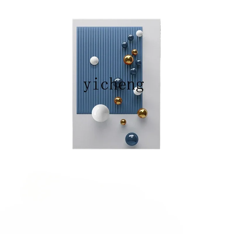 Handmade 3D Stereo Stainless Steel Cleaning Ball Art Device Painting Leather Abstract Corridor Painting