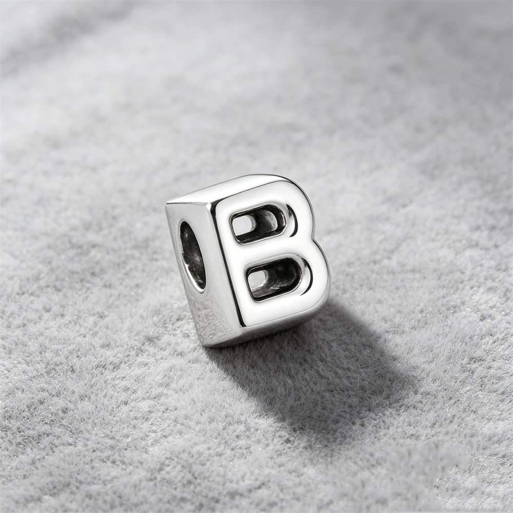 New Classic and Minimalist S925 Silver  Gold 26 Letters A-Z Charm Beads Fit for Bracelets Necklaces DIY Boutique Party Jewelry