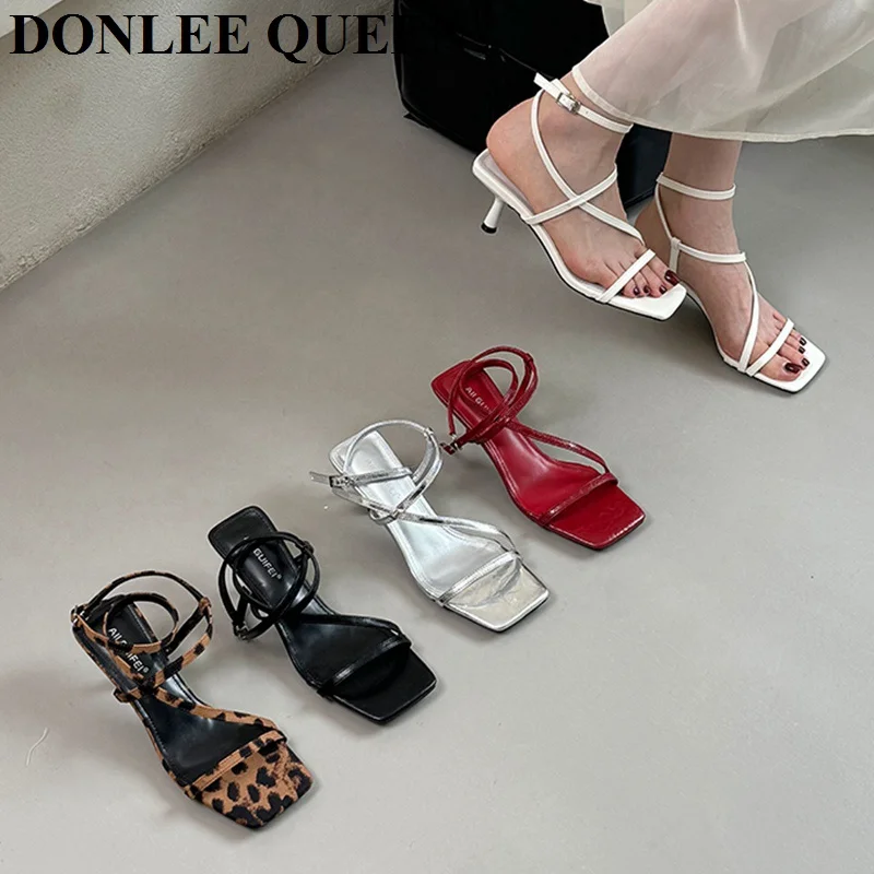 

Gladiator Shoes Women Sandals Thin High Sandals Open Toe Narrow Band Elegant Sandals Ankle Strap Ladies Pumps 2025 New Sandalias