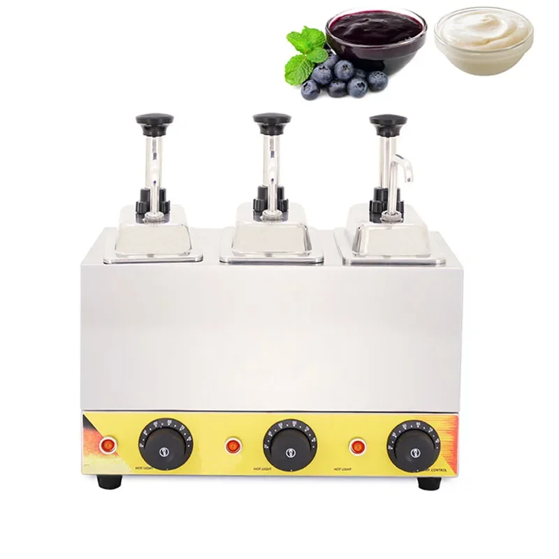 

Sauce Warmer Commercial Chocolate Warming Machine Stainless Steel Electric Soy Jam Heater Filling Machine 3 Bottles 220V