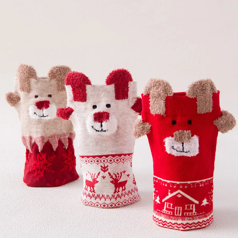 Winter Warm Christmas Socks Women Cute Santa Claus Deer Stereo Socks for Girls Boys Soft Comfortable Floor Sleep Christmas Gifts image 2