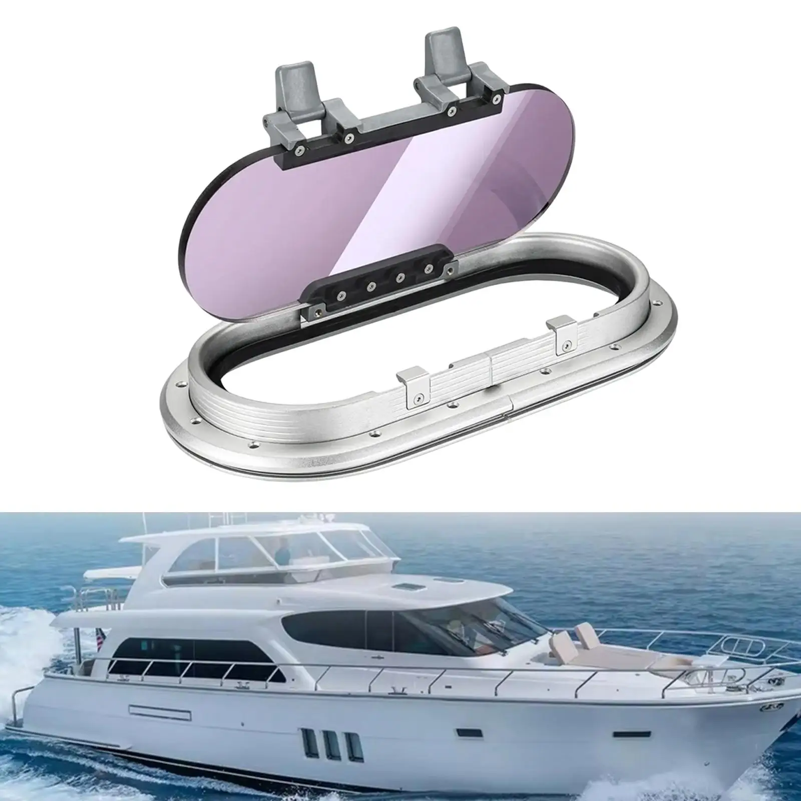 Aluminum Alloy Marine Porthole Boat Window Acrylic Locking Hatch Cover for Yacht RV Interior Accessories