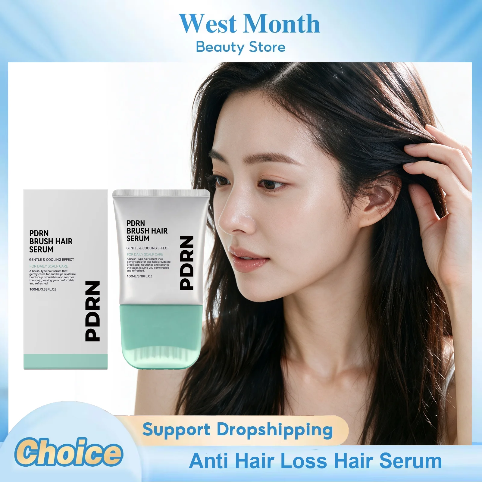Pdrn Brush Hair Serum Anti Hair Loss Non-Sticky Improve Scalp Environment Strengthening Hair Roots Nourishing Massage Scalp Care