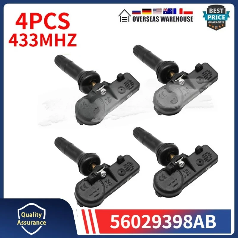 4PCS เซ็นเซอร์วัดแรงดันลมยาง 56029398AB 68241067AA ไครสเลอร์ โวเอเจอร์ ดอดจ์ ดูรังโก จี๊ป แกรนด์ เชโรกี เฟียต 433MHZ TPMS2026