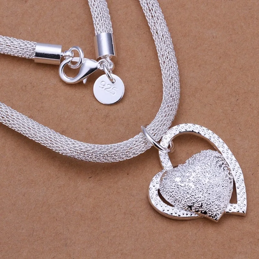 

925 Sterling Silver Gorgeous Charm Fashion Charm Heart Wedding Lady Love Necklace Noble Luxury 18 Inches Silver Jewelry