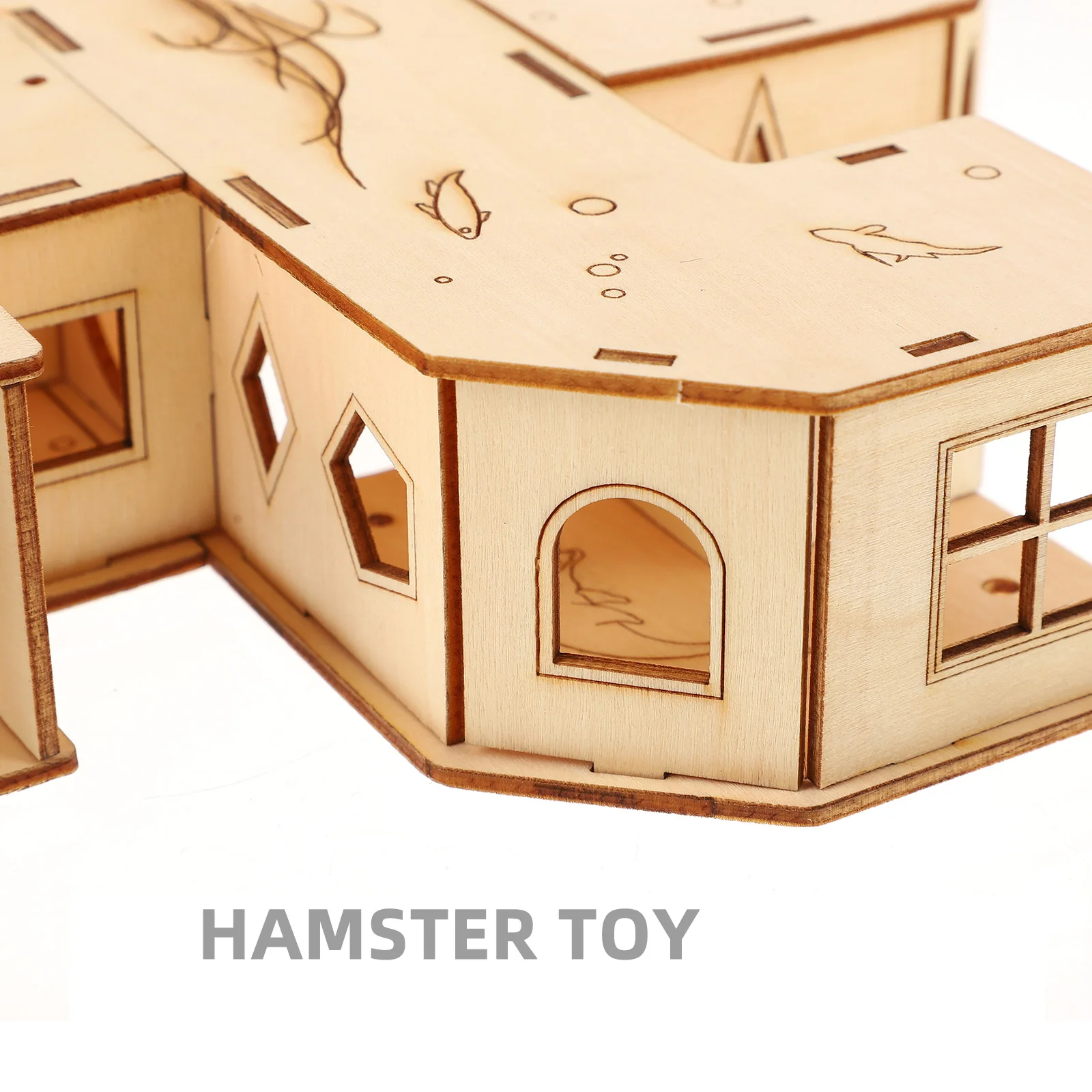 Natural Wood Hamster Tunnel Toy Small Animal Playhouse Pet Habitat House Labyrinth Maze Squirrel Cages Mouse Villa Hamsters Nest