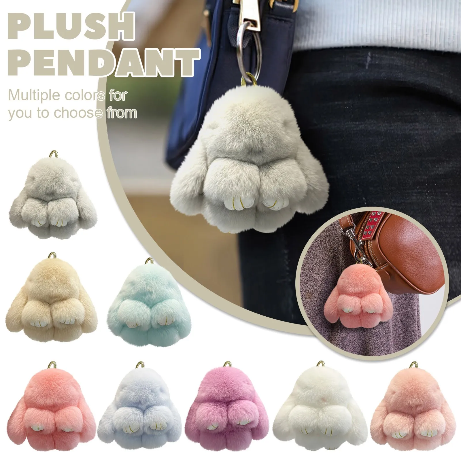 

Handmade Soft Bunny Pompom Charmss, Fluffys Bunny Keychain, Faux Rabbit Furs Keyring Pendant For Girls