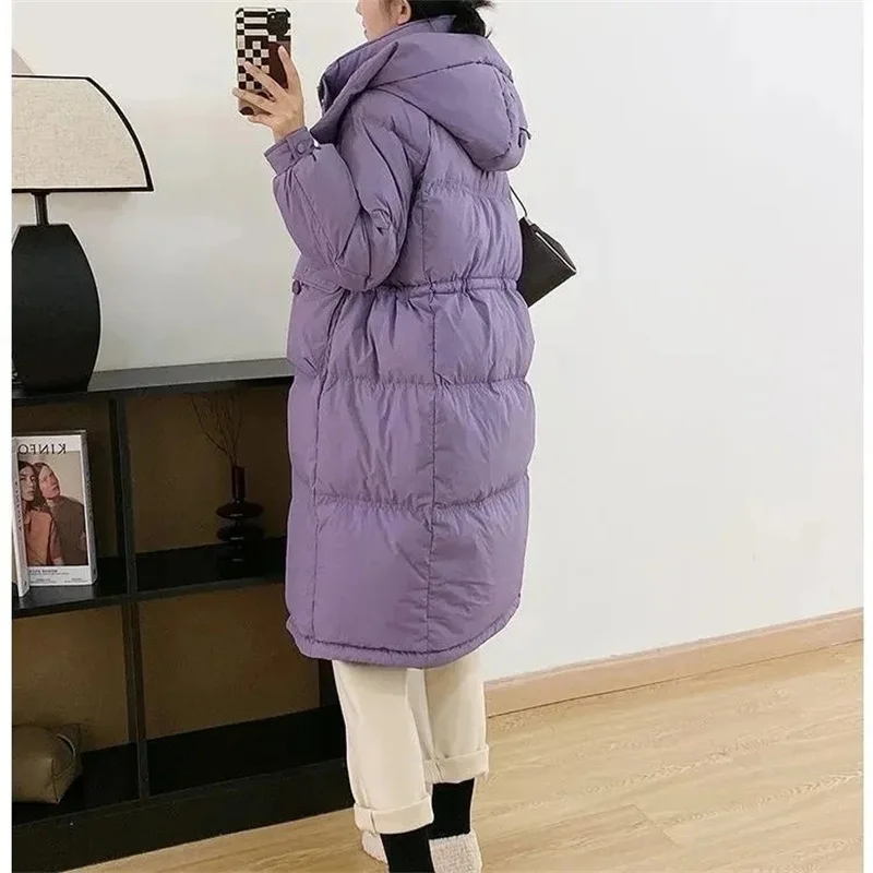 2024 novo inverno parkas jaqueta feminina moda com capuz de comprimento médio grosso quente algodão roupas senhoras solto casaco maré t541