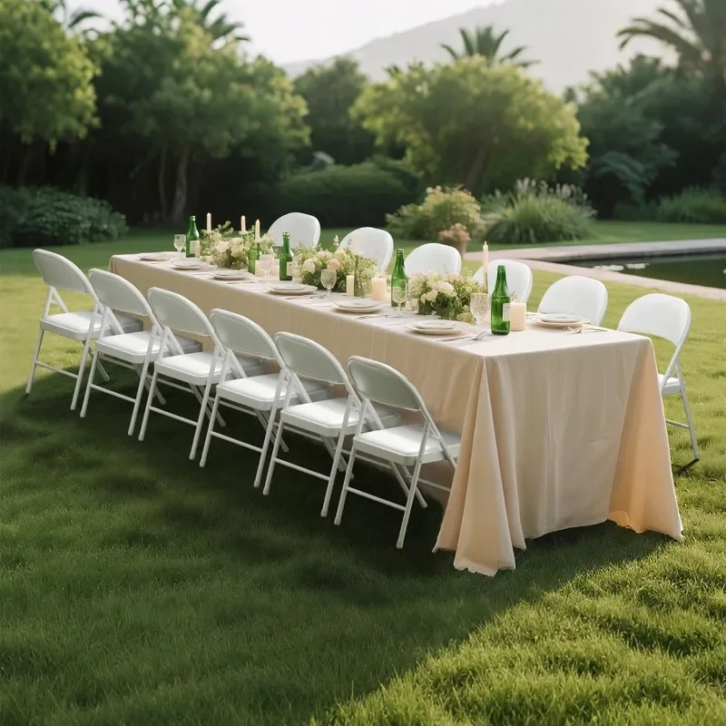 30 Pack White Folding Chairs with Padded Cushion for Outside, Portable Stackable Commercial Metal Foldable Chairs with Steel