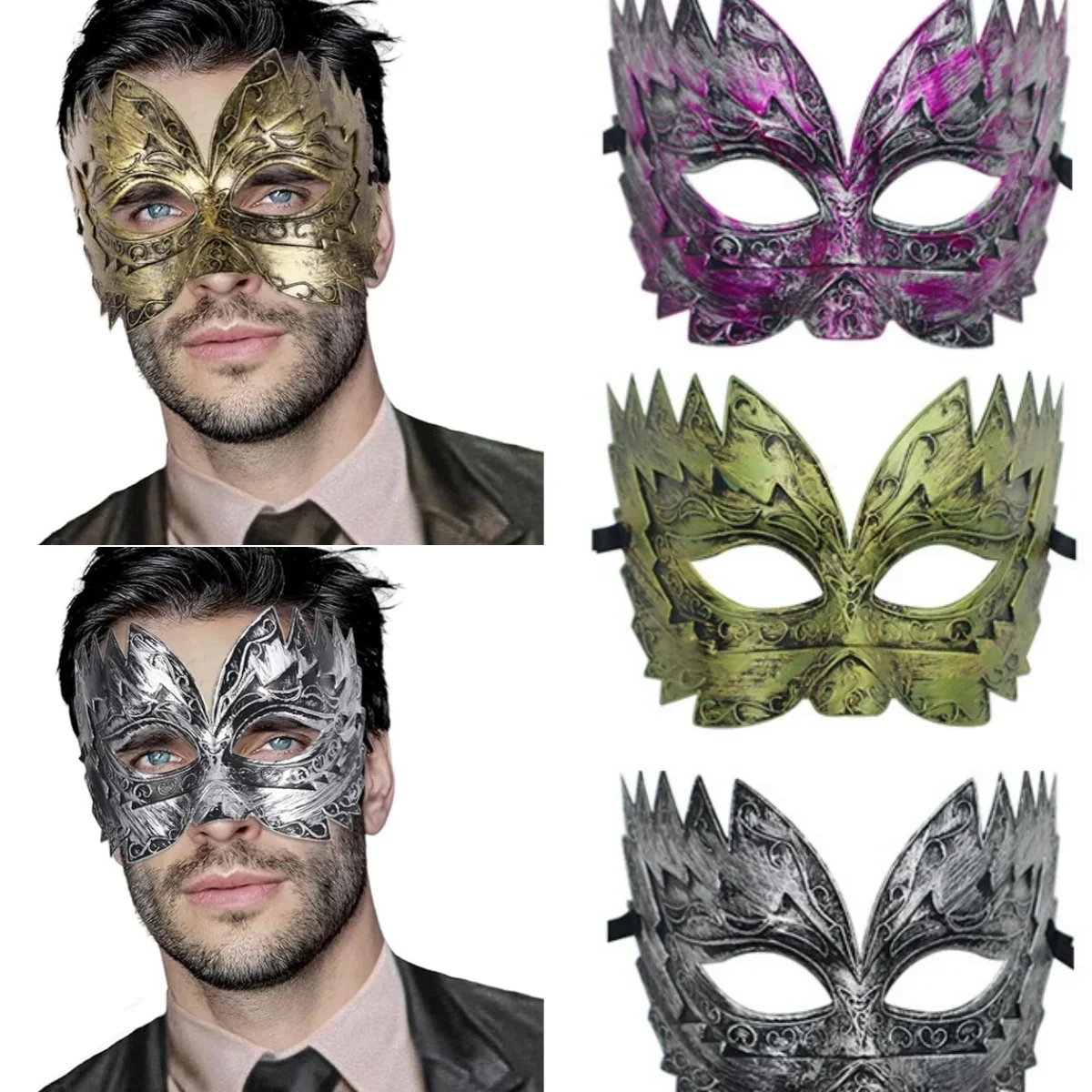 Exquisite Vintage Masquerade Mask For Men Serrated Mask Cosplay Headgear Halloween Night Dance Party Adult Masquerade Mask