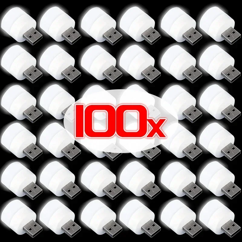 1/100Pcs Mini USB Night Lights Eye Protection Book Reading Lamps Small LED Plug Lamps Computer Mobile Power Charging Night Light