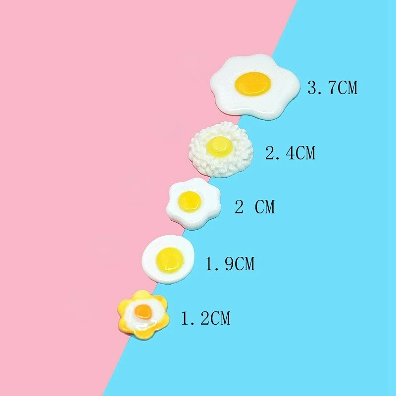 10pcs Mini Resin Fried Eggs Fake Food Decor Embellishments Scrapbooking Supplies Flatback Charm Miniature Accessories Planar Diy
