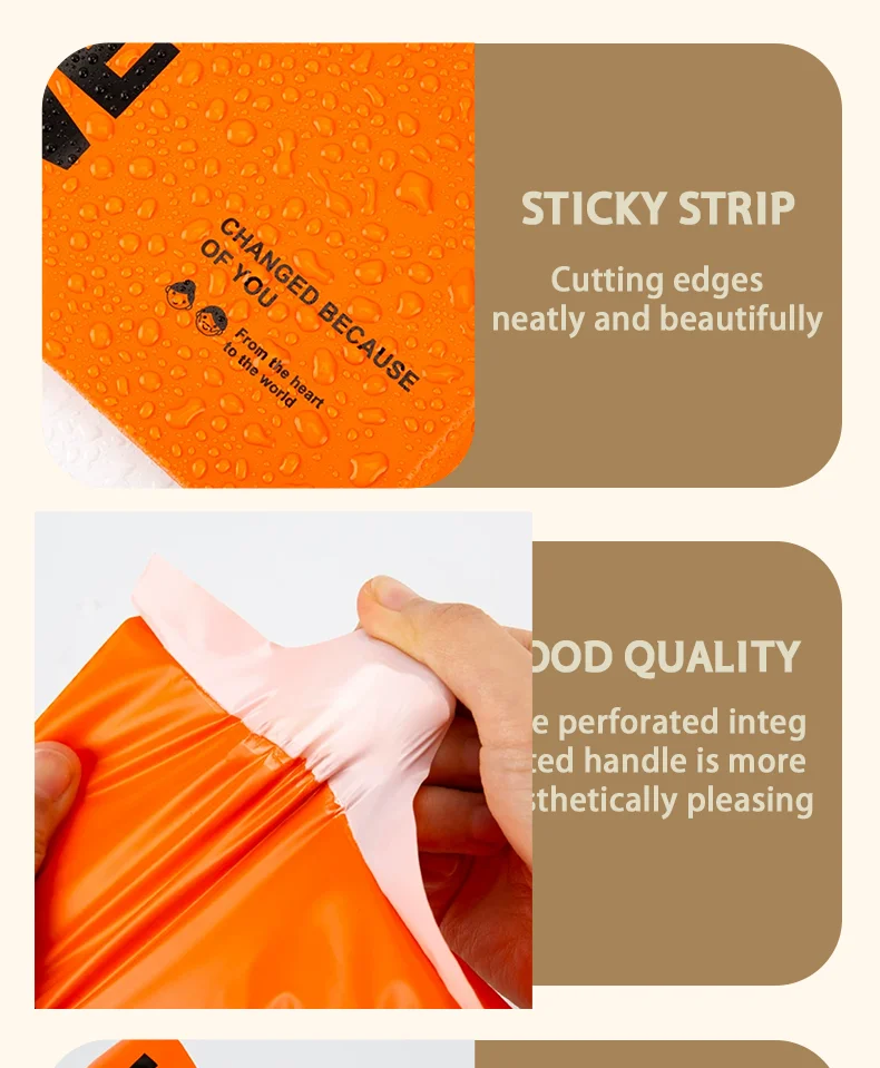 100 Stück orangefarbene Versandtaschen, Kleidungsverpackungstaschen, Versandtaschen, Geschenktüten für Feiertage und Partys, unterstützt individuelles Logo – Detail 4