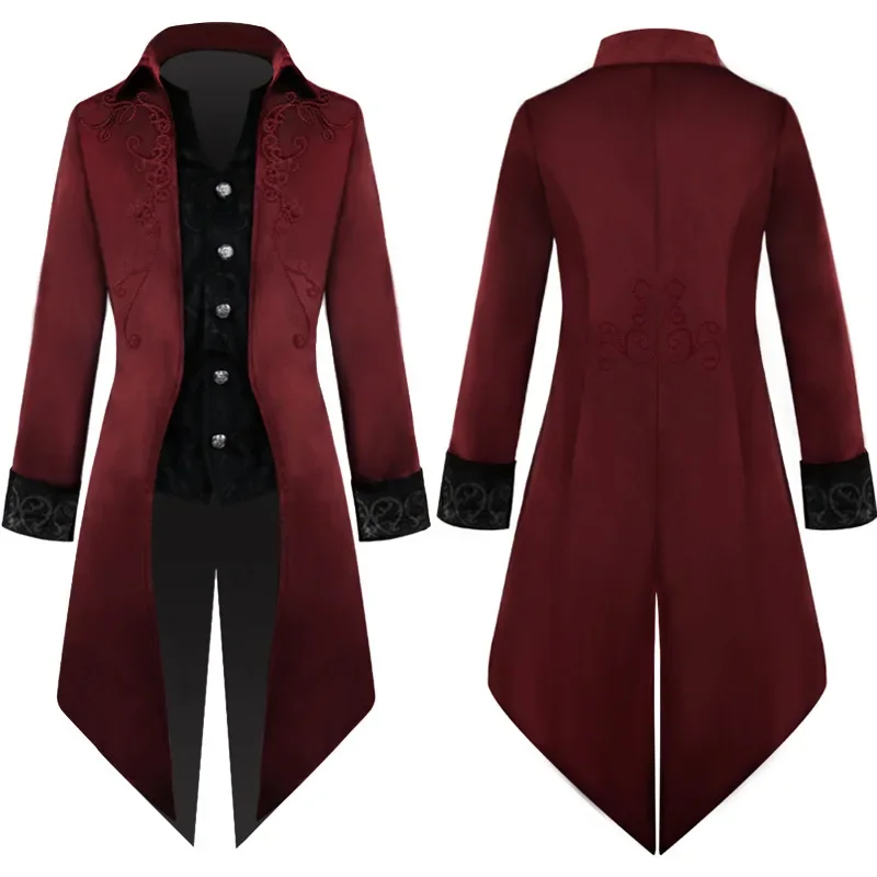Medieval Retro Costumes Drama Performance Costumes Men\'s Clothing Medium Length Punk Holiday Retro Tailcoats Props