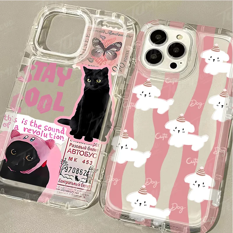 Cute Kittens and Puppies Case for iPhone 15 14 13 12 11 Pro Max XR XS X 8 7 6 6S Plus SE 2020 Silicone Clear Protective Cover