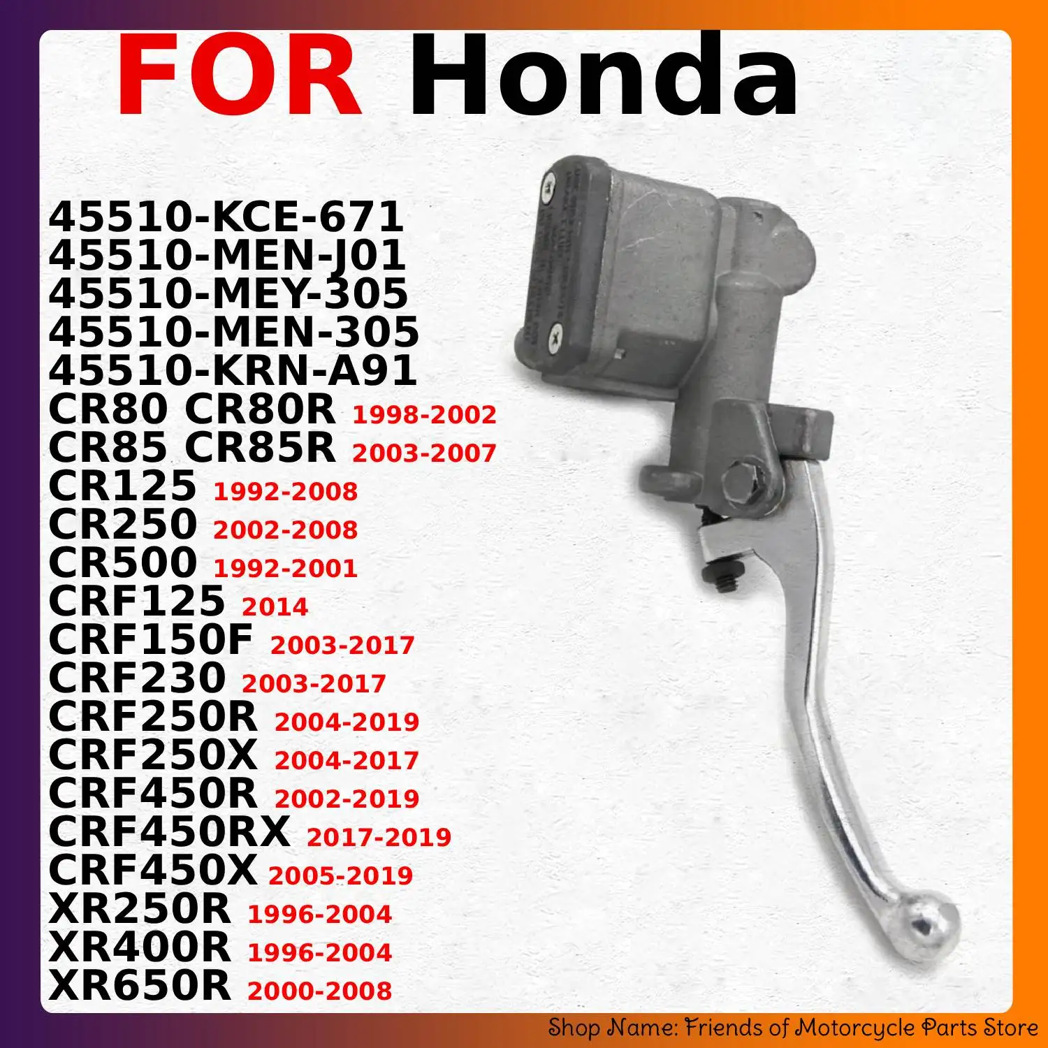 Palanca de embrague de freno de motocicleta para Honda CRF250X CRF450RX CRF450X XR250R XR400R XR650R 45510-MEY-305 45510-MEN-305 45510-KRN-A91