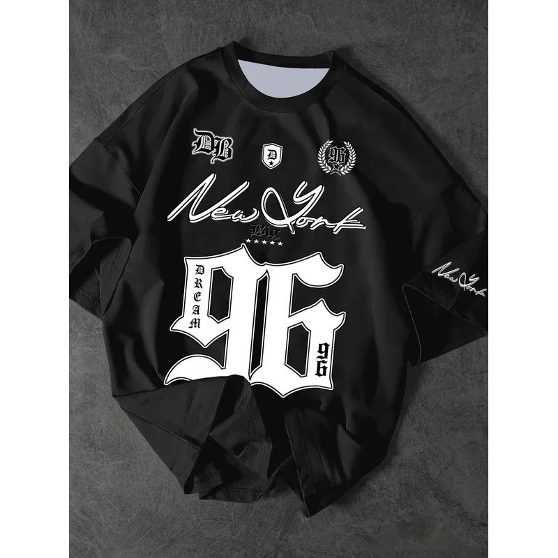 Summer 2025 New Men's New York 96 3d printed digital printed baseball T-shirt, short-sleeved O-neck casual T-shirt, oversized sp