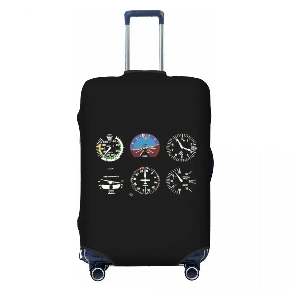 

Custom Cockpit Six Dials Flight Simulator Pilot Travel Luggage Cover Dust Proof Airplane Suitcase Cover Protector Fit 18-32 Inch