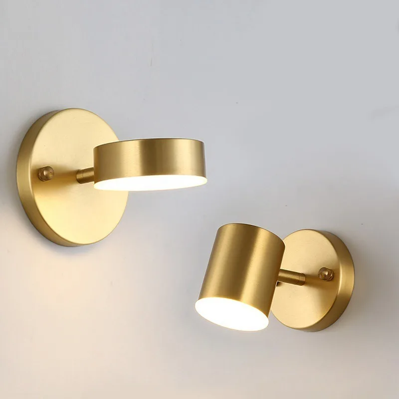 

Bedroom Bedside Lamp Postmodern Simple and Rotatable Light Luxury Gold Mirror Front Lamp Hallway Wall Lamp