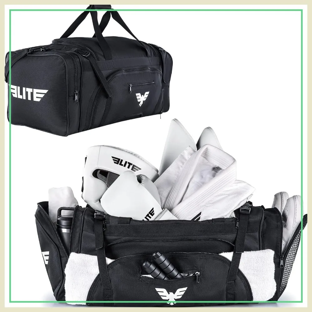 

Large 44L MMA Duffel Bag with Shoe Compartment & Adjustable Strap – Fits Gi, Headgear, Shin Guards, Rash Guards