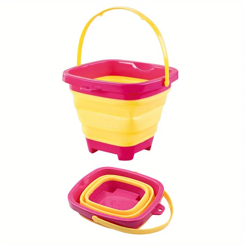 Foldable Beach Bucket Silicone Collapsible Toy Buckets for Kids for Summer Activities Camping Gear Travel Beach Sand Toys