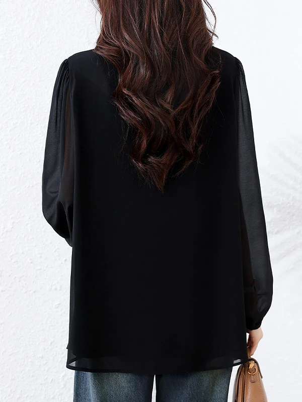 

Bla шифоновый женский длинный све миди Base irt, утягивающий топ для похудения, повседневный свободный крой V-Ne, осенняя одежда