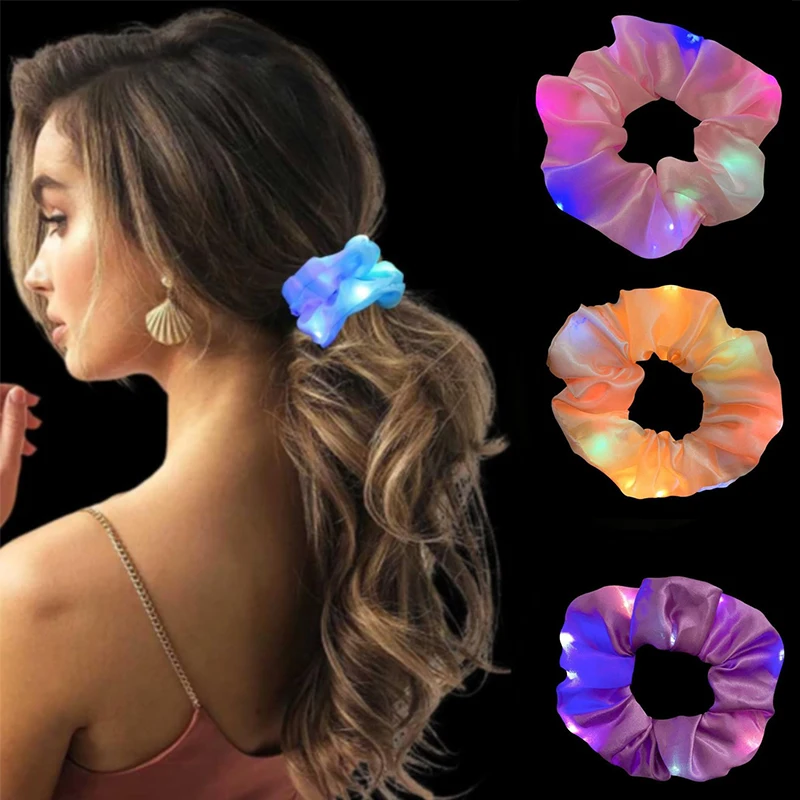 

LED Luminous Scrunchies for Women and Girls, Hairband, Ponytail Holder, Hair Rope, Hair Bands, Rubber Band, Hair Accessories