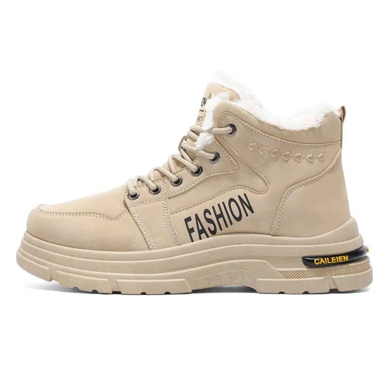 أحذية الثلوج الرجالية أحذية العمل في الهواء الطلق المضادة للانزلاق أحذية الطقس البارد خفيفة الوزن ونعل سميك للمشي لمسافات طويلة لفصل الشتاء