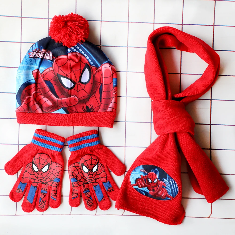 3-8Years New Autumn Winter Children Spider Cartoon Scarf Hat Glove Warm knitted hat Boy Girl Cap Child Christmas Hat