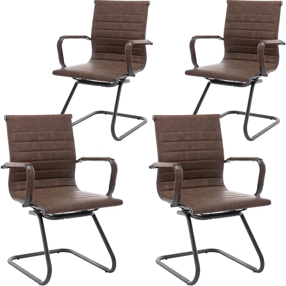 

Wahson Office Guest Chairs, 4 Pack Reception Chairs for Waiting Room/Conference Room, with Faux Leather and Sled Base, Set of 4,