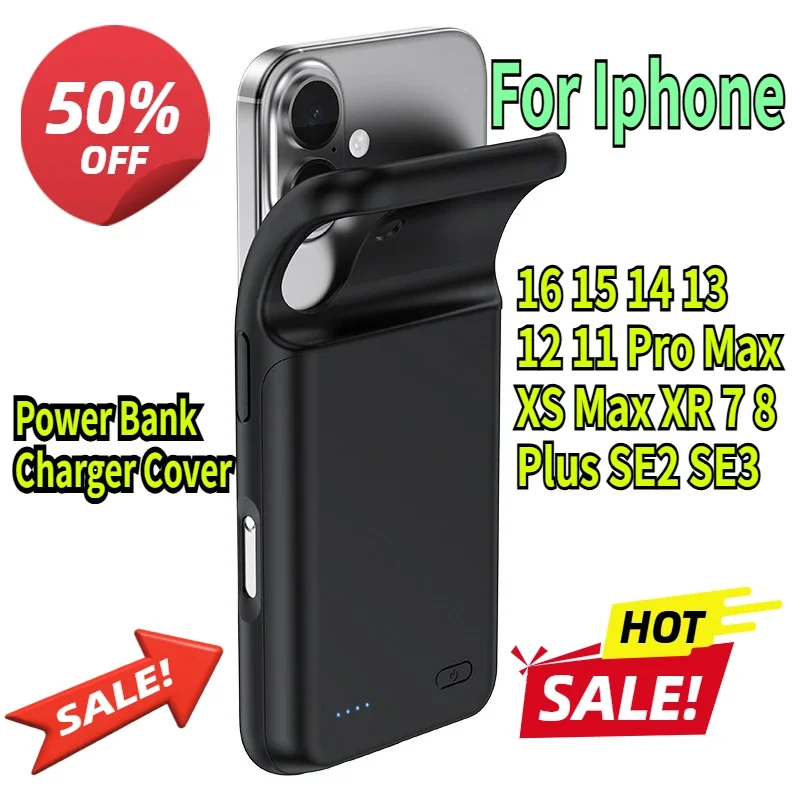 

For iphone 16 15 14 13 Pro Max Battery Case For iphone 12 11 XS Max XR 7 8 Plus SE2 SE3 Smart Power Bank Charger Cover