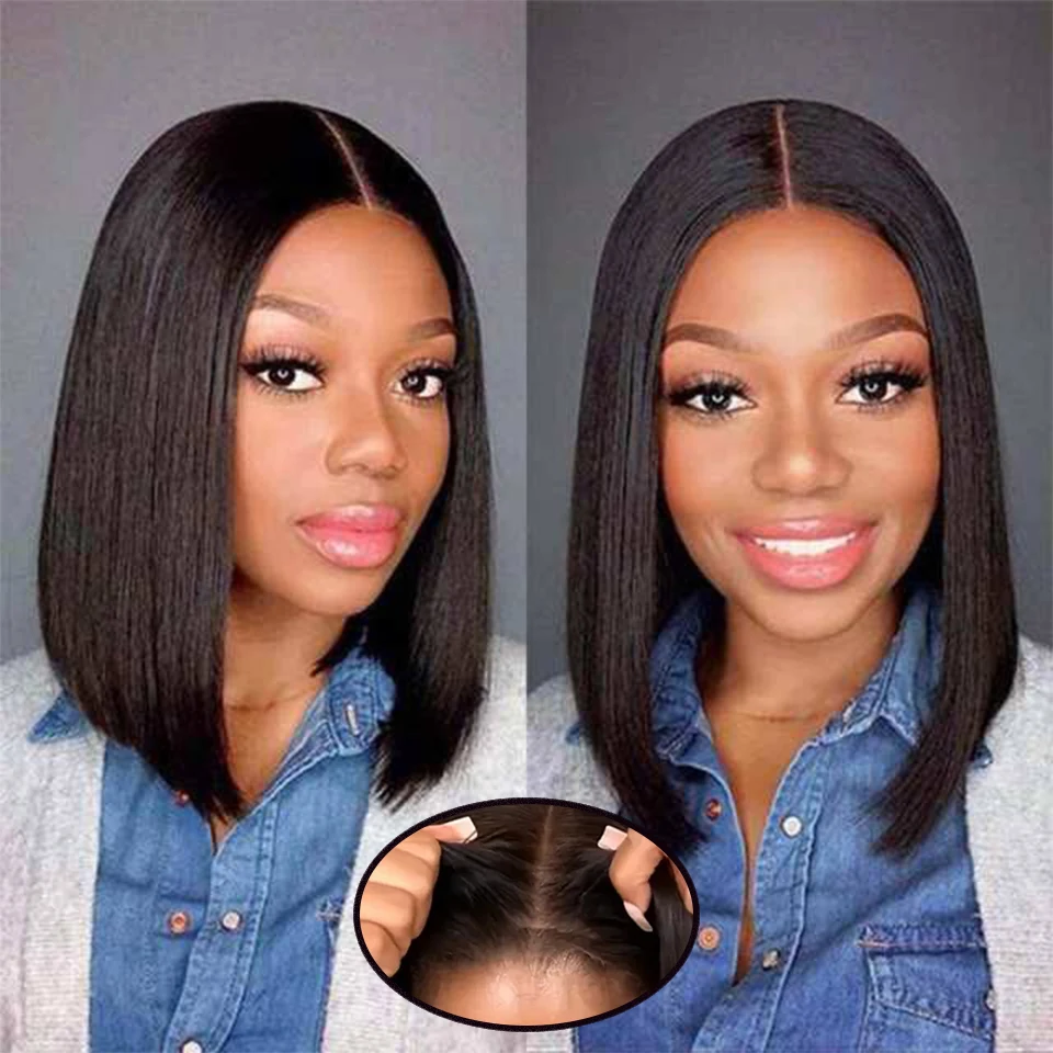 

Glueless 5x5 HD Transparent Lace Front Wig for Women Straight Bob Wig Brazilian Human Hair Wig Pre Plucked Pre Cut Lace Wig