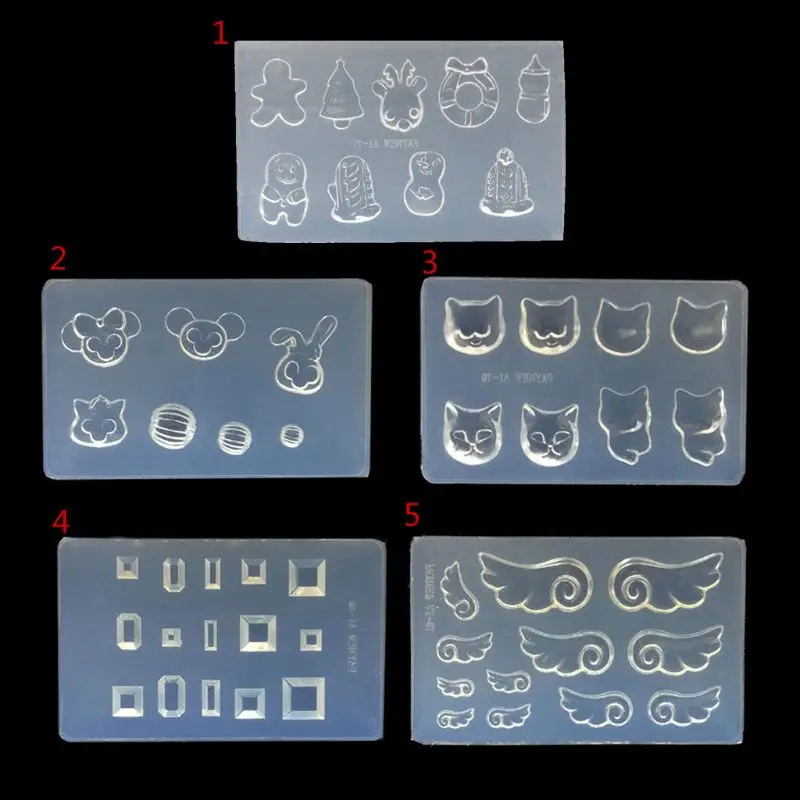 DIY Nail Art Silicone Mold 3D for Cat Rabbit Wing Square Resin Mold Jewelry Tool