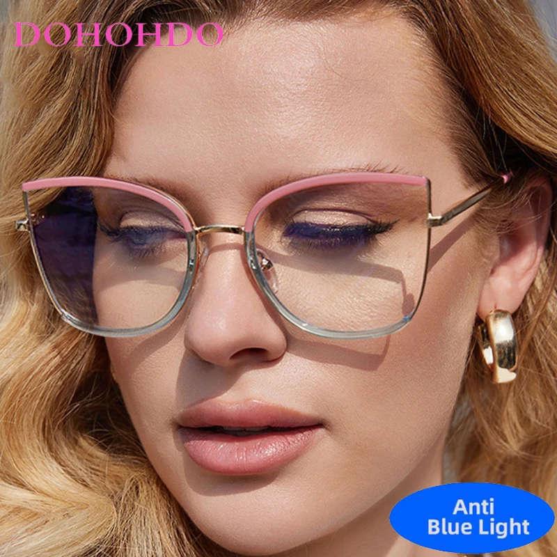 

TR90 Cat Eye Metal Anti Blue Light Glasses Women Men Vintage Luxury Brand Designer Computer Eye Protection Optical Eyeglasses