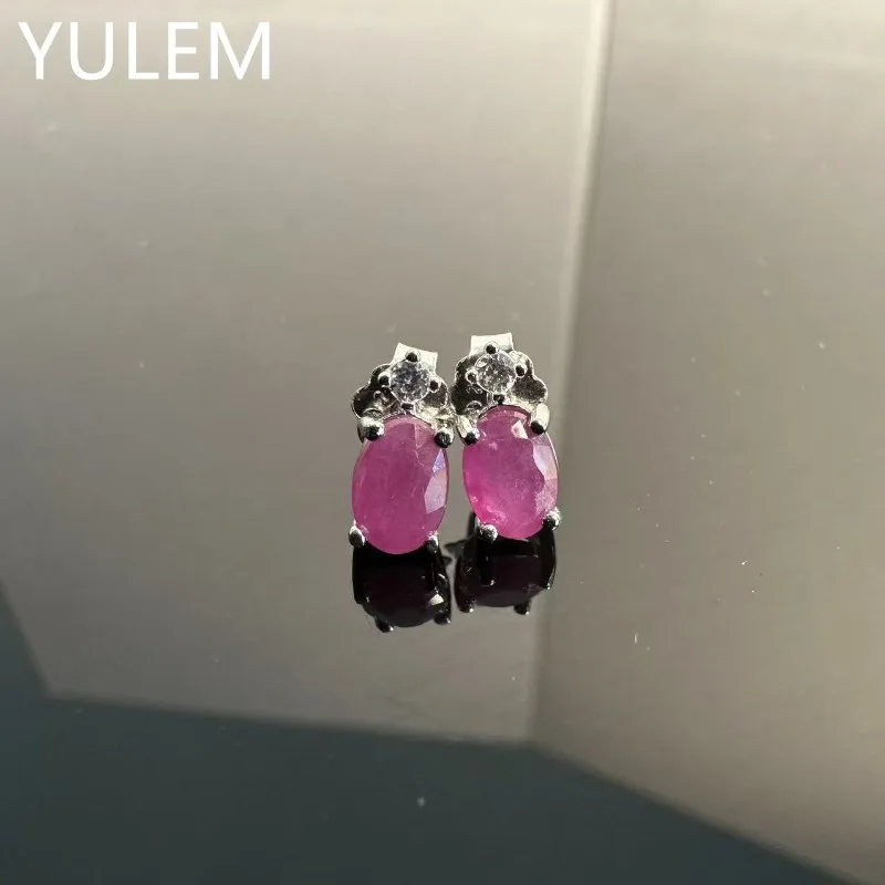 YULEM 4x6mm Natural Ruby Silver 925 Oval Cut Design for Women Daily Wear Natural Gem