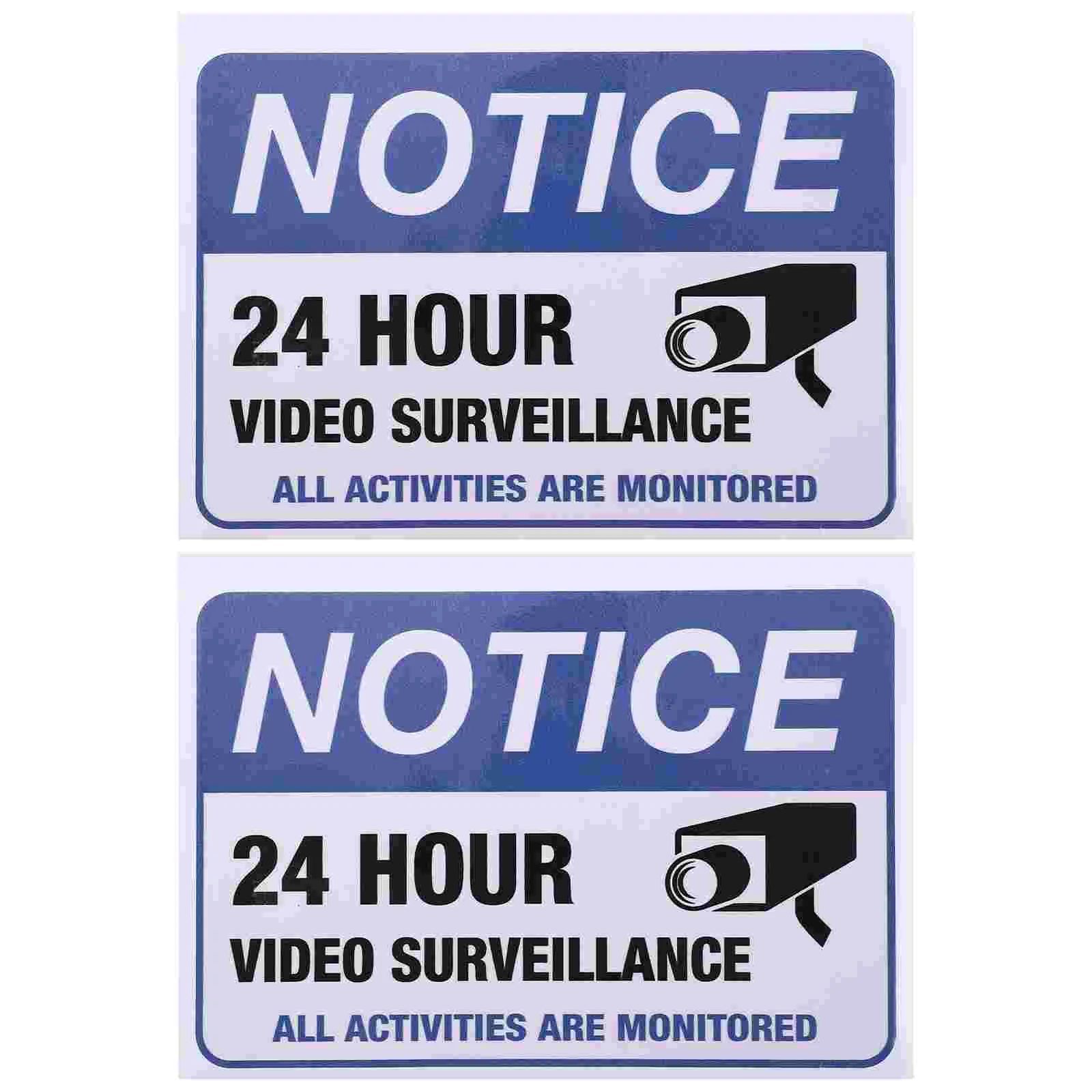 

2 Pcs Monitoring Warning Stickers Car Colored Video Surveillance Decals Adhesive 24h Monitored Caution