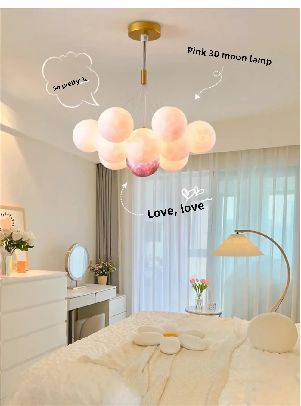 

Nordic Moon Resin Ball Chandelier Lamp Bedroom Dining Room Bar Creative Bubble Ball Pendant Lights Living Kids Room Planet Lamps