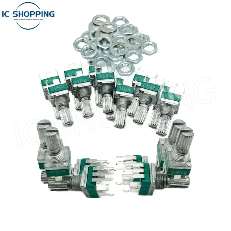 10PCS RK097 Precision Potentiometer Vertical Single Link Shank L=15mm Gearless 5-pin B250K B5K B10K B20K B50K B100K B500K B1M