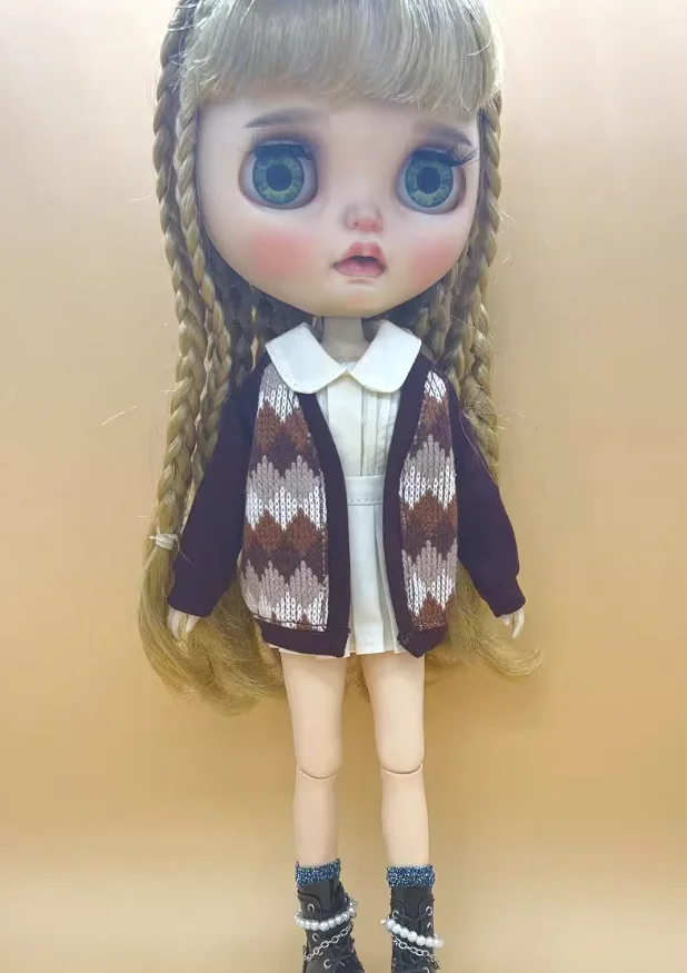 1pcs 2025 classic style Blythe/Landoudou clothes Sweater cardigan 1/6 30cm(Fit for fr pp jenny azone,Pullip,Ob22/24/26, Licca)