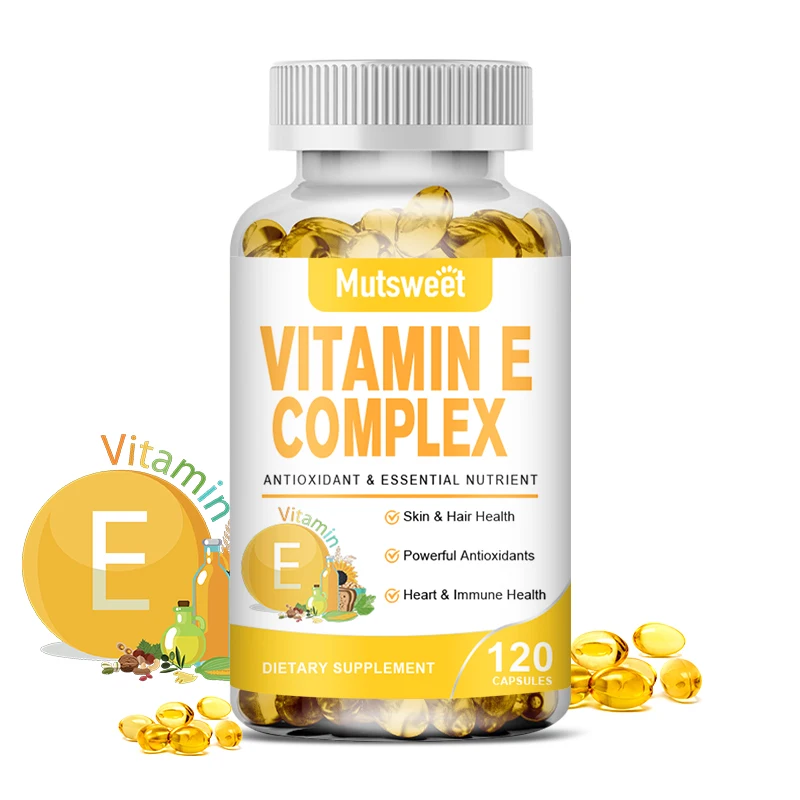 MUTSWEET Vitamin E Complex Capsules Fixed Hair Skin Beauty Heart Immune Health Essential Nutrition Diet Supplement Free Shipping