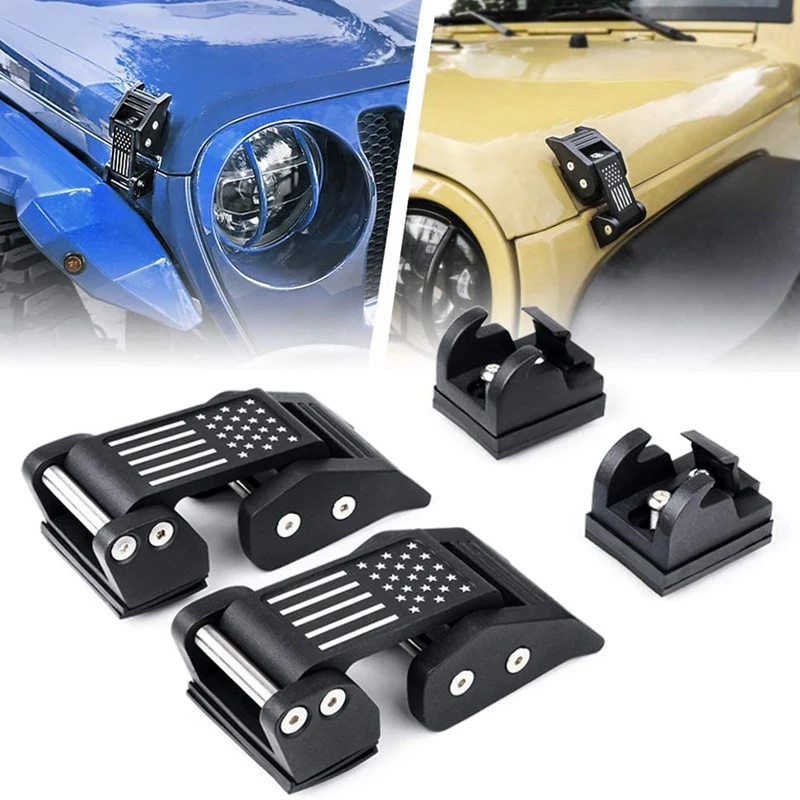 

Aluminum Alloy Engine Hood Latches Catch Kit With US Flag Style For Jeep Wrangler JK JKU 2007-2018 JL JLU 2018-2020