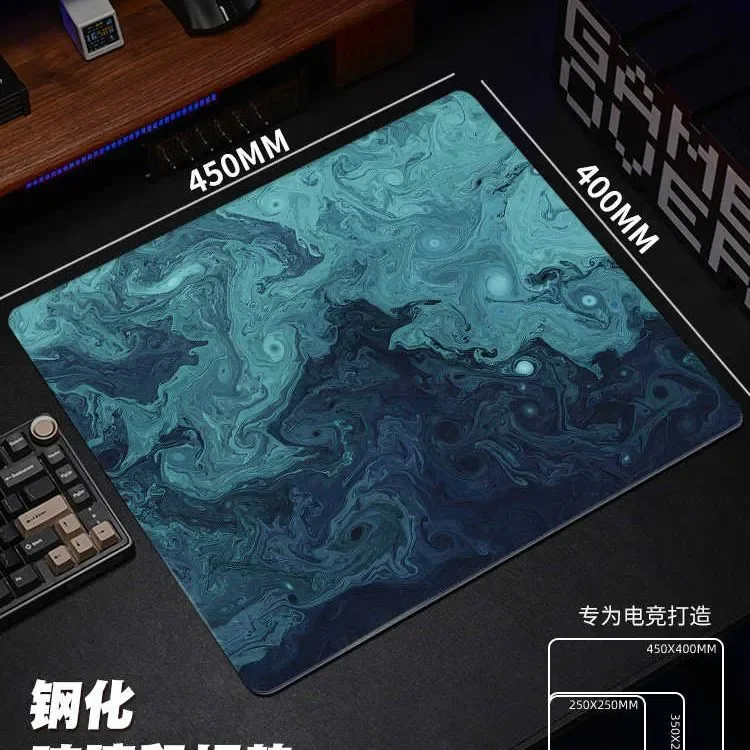 Colorful Halation Green Glass Mouse Pad HD Custom Tempered Upgrade Smooth FPS Esports Office Mouse Mat Desktop Computer Desk Pad