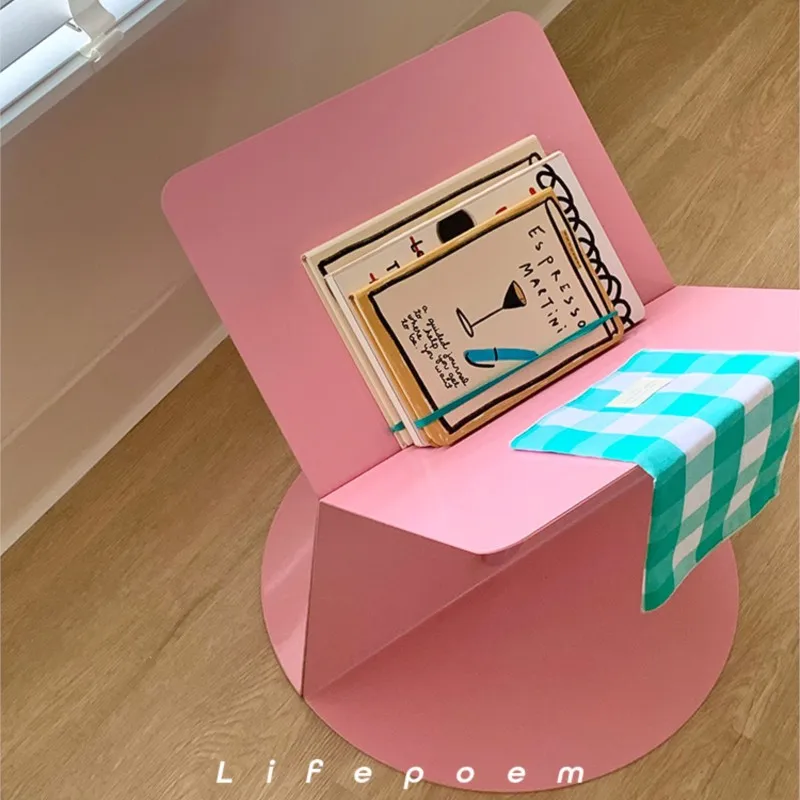 Dopamine Pink Coffee Table Y2K Cream Style Bedside Sofa Side Table Corner Table Storage Rack Magazine Stand