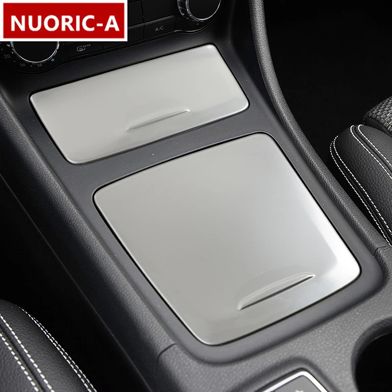 Car Center Console Storage Box Panel Cover Stainless Steel Trim For Mercedes Benz GLA X156 CLA C117 200 220 260 A180 2014-2018