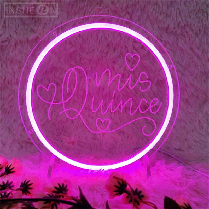 Mis Quince Fifteen Neon Sign Indoor 3D Art Carving Design LED Signs Wall Hanging Decor for Bedroom  Party Wedding Birthday Girls